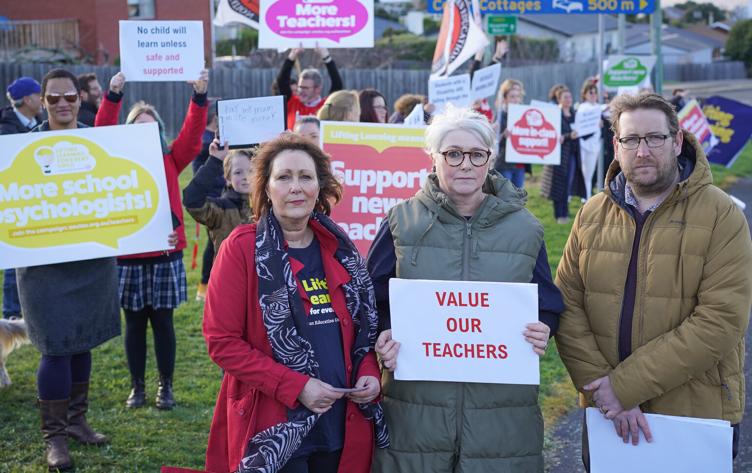 Local school staff join strike